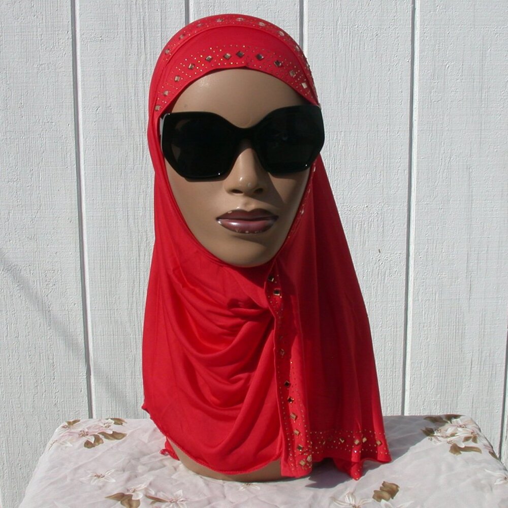 1 pc Instant Slip On Mona Style Hijab Pale Red